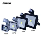 Светодиодный прожектор с датчиком движения, водонепроницаемый уличный точесветильник льник с отражателем, 10 Вт, 20 Вт, 30 Вт, 50 Вт, 110 В, 220 В переменного тока