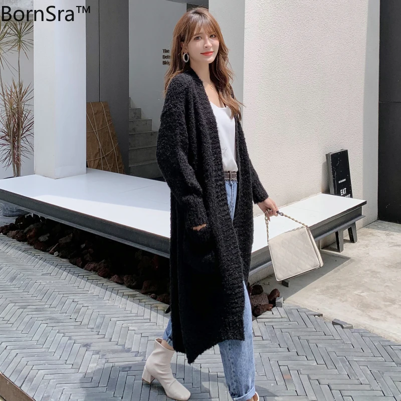 

Bornsra 2020 Autumn Winter Acrylic Computer Knitted Womens Winter Sweaters 2020 Full Long Woman Cardigans