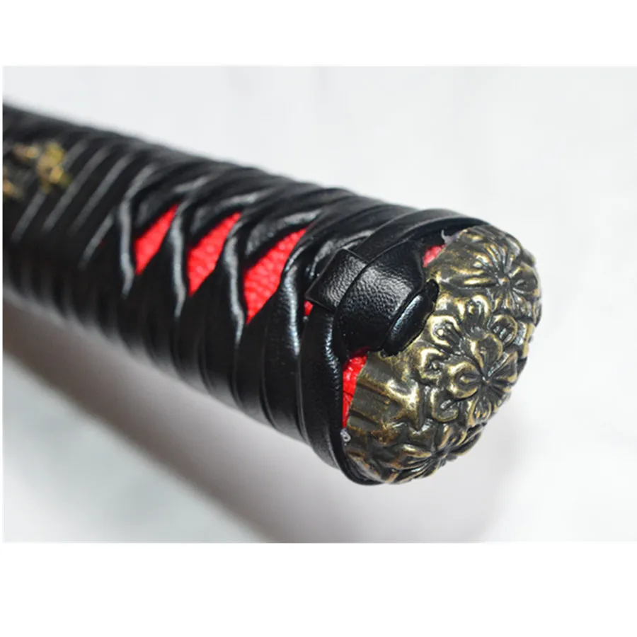 Высококачественная ручка Tsuka Fitting Black натуральная кожа Ito Red натуральный Rayskin сплав