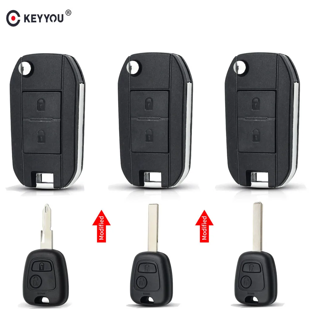 Двухкнопочный модифицированный складной Флип пульт KEYYOU для автомобильного