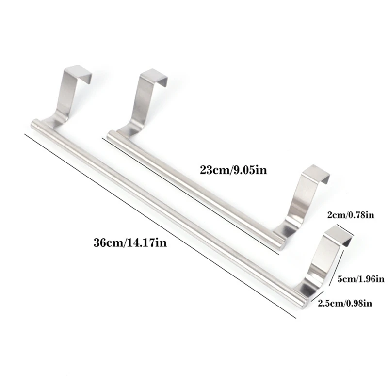 

2Pc Stainless Steel Bathroom Towel Stand Rack Kitchen Cupboard Hanger Cabinet Door Chest Hanging Sundries Storage Shelf