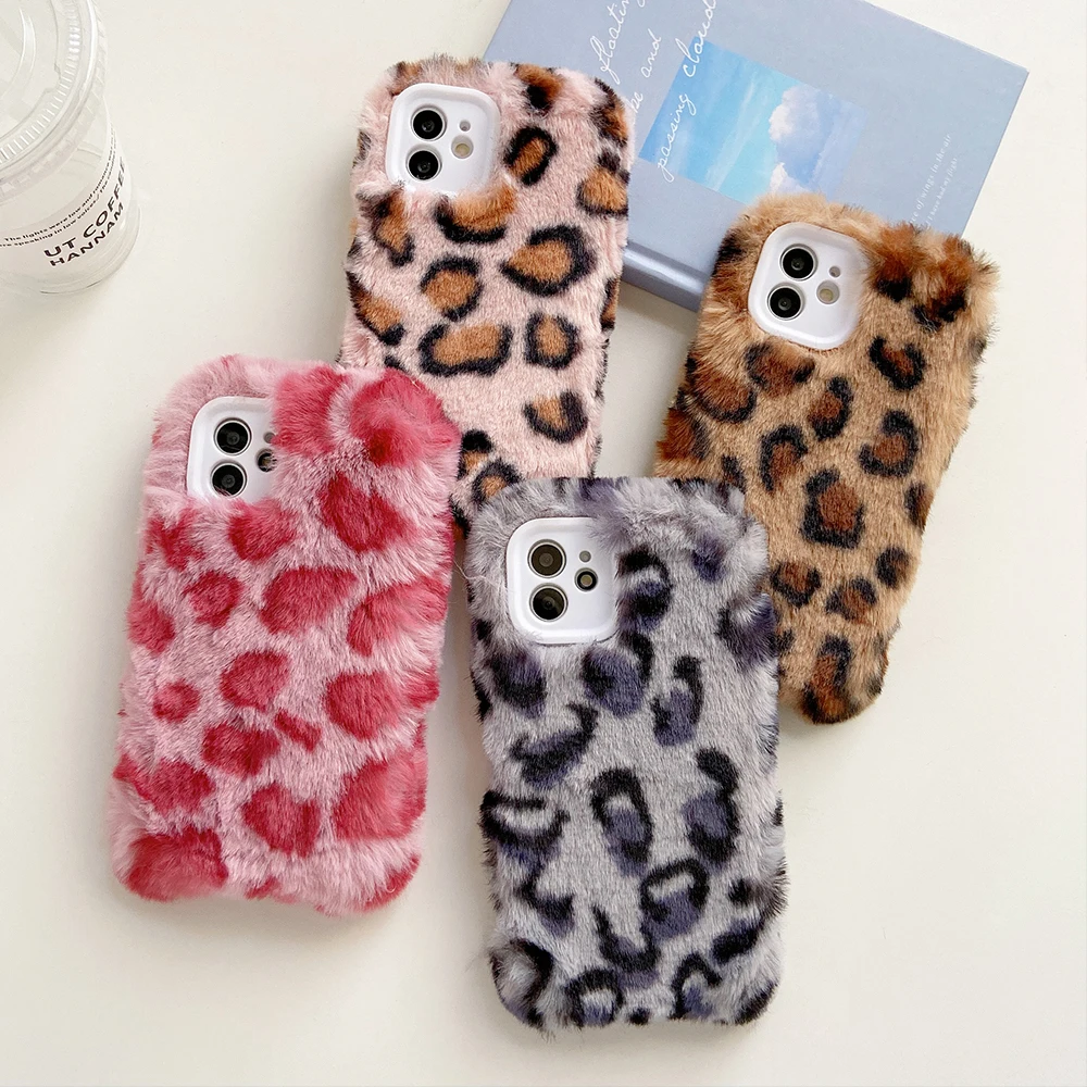 

Leopard Print pattern Plush case for iPhone 13 13Pro 13Promax 11 11Promax 12 12Promax XSMAX XR XS 7 8 8Plus Antiskid soft shell