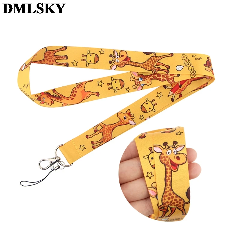 

24pcs/lot DMLSKY Giraffe interesting animal Lanyard Keychain Lanyards for keys Badge ID Phone Rope Neck Straps Accessories M4131