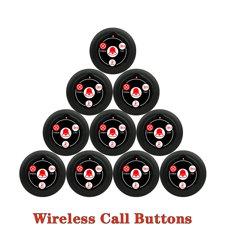 

Wireless Calling System Restaurant Service Long Distance Transmitter Pagers Waterproof IPX6 Buttons For Guest Customer