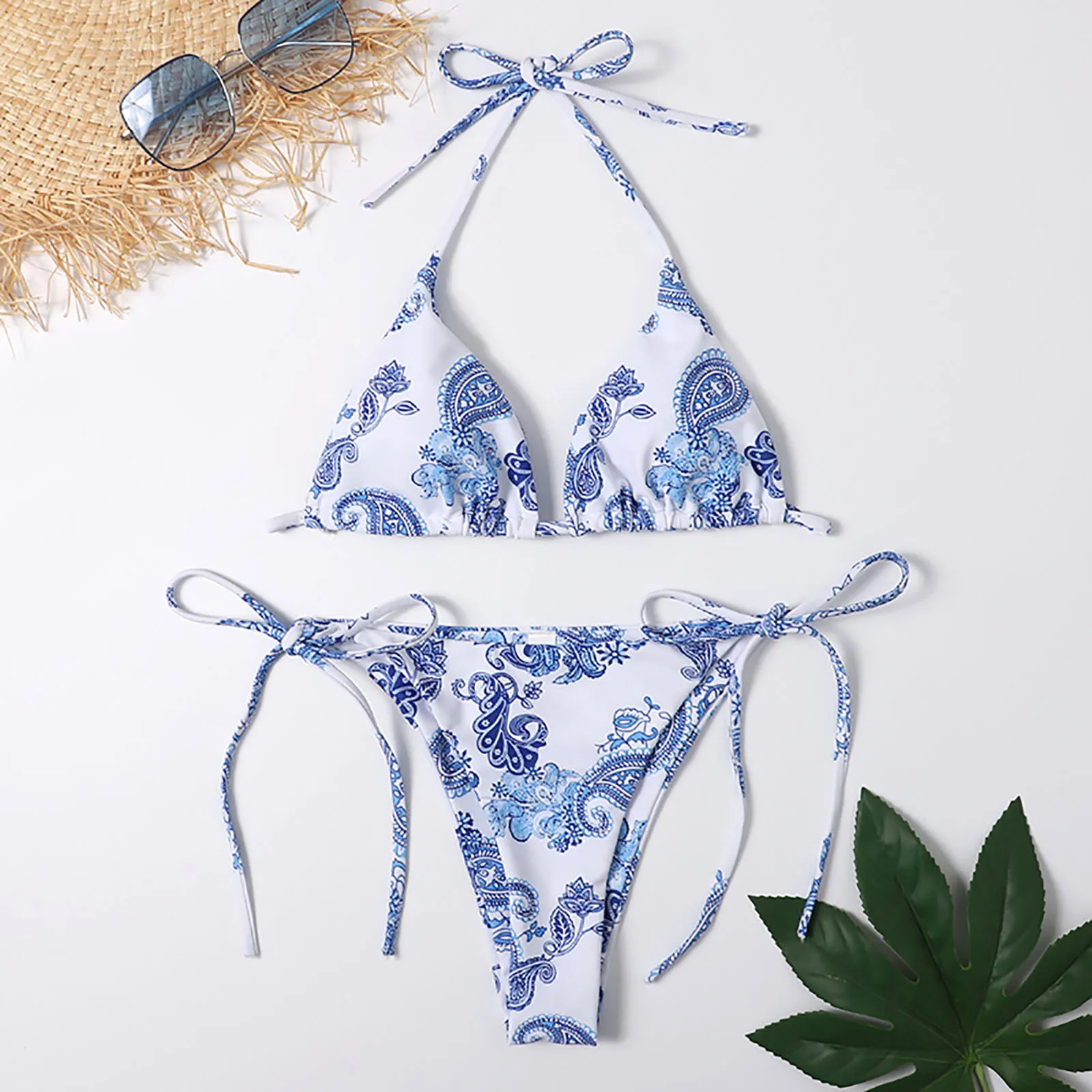 

2021 New Women's Swimwear Sexy Retro Print Split Bikini Set One Piece Swimsuit Beachwear Bather Bathing Suit baÃ±ador niÃ±a E2