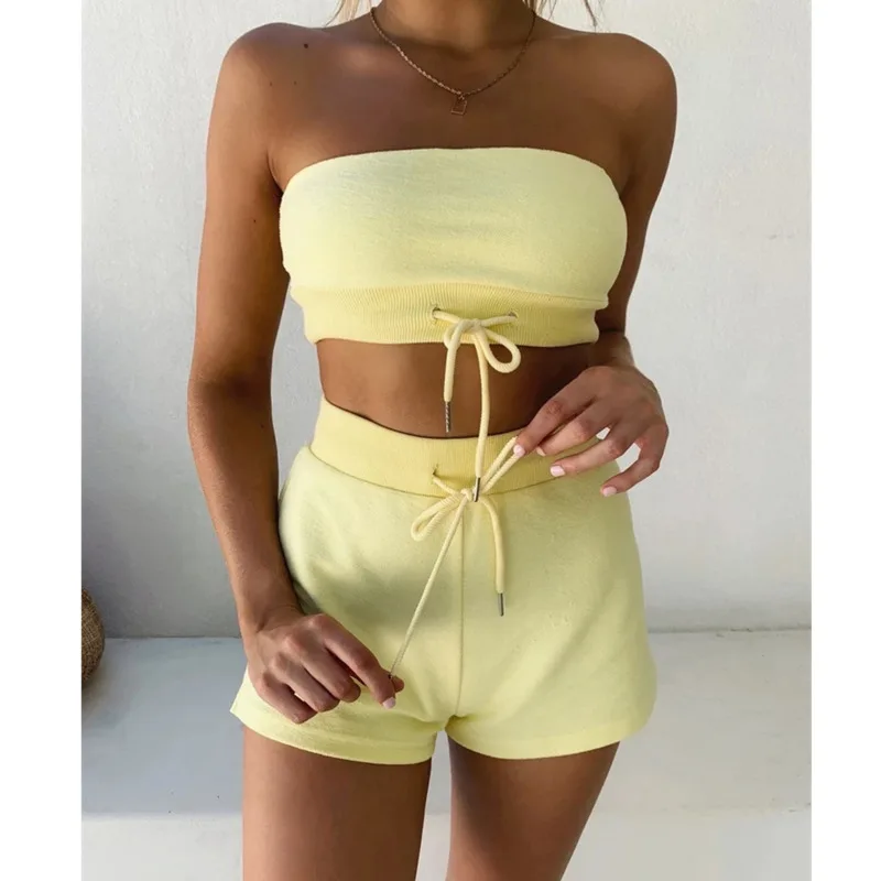 Fuedage комплект из двух предметов летний женский короткий топ с открытыми плечами