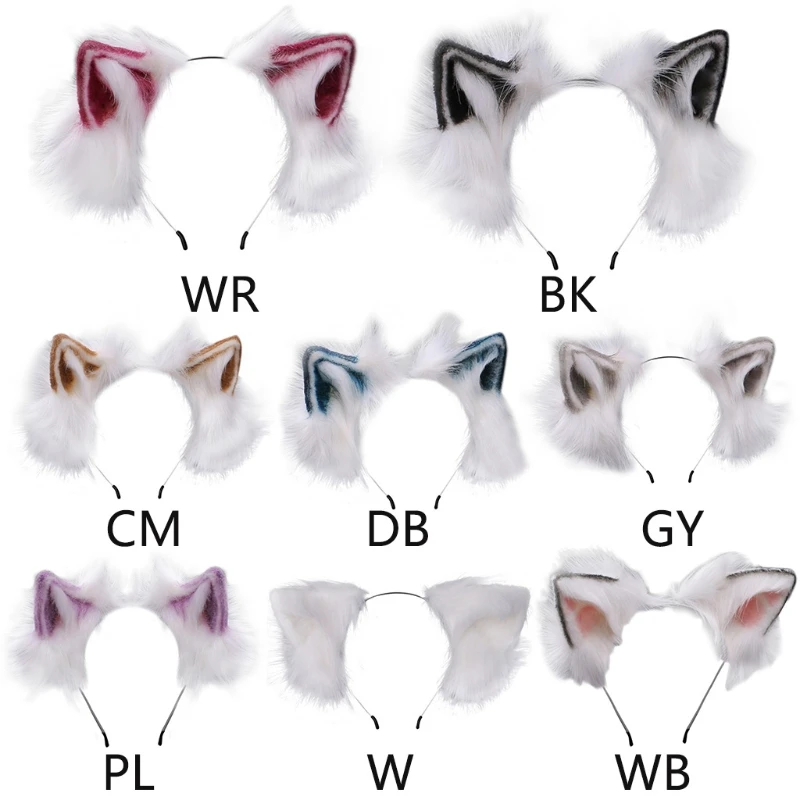 

Furry Bendable Cat Ears Headband Cute Flurry Plush Simulation Animal Cosplay Hair Hoop Japanese Kawaii Lolita Headpiece