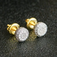 hip hop 5a cz stone bling ice out stud earring round s925 sterling sliver earrings for women men jewelry earrings high quality