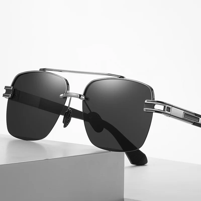 

Солнцезащитные очки в металлической полуоправе UV400 для мужчин и женщин, классические Поляризационные солнечные аксессуары в квадратной оп...