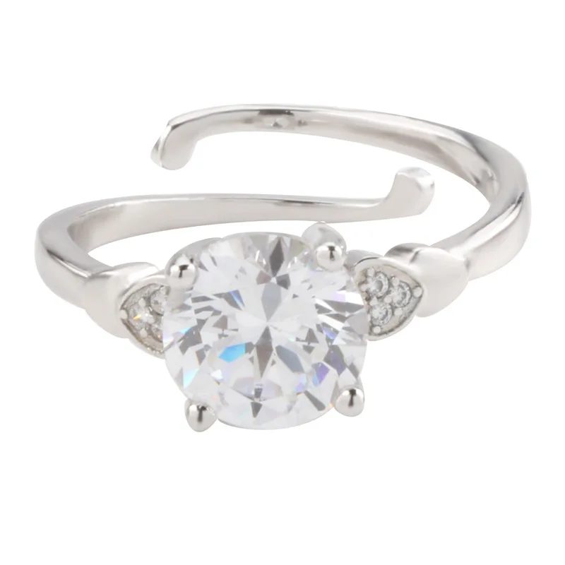 

925 Sterling Silver 2ct Diamond Open Rings for Women Wedding Engagement Bridal Jewelry Elegant Diamond Rings Fashion Accessories