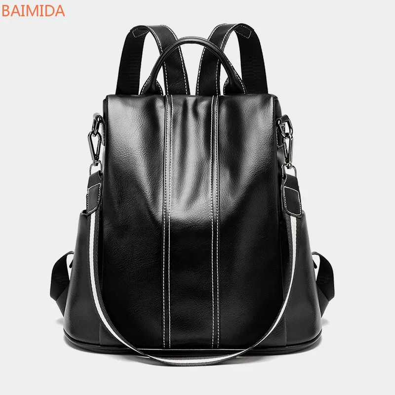 

BAIMIAD 2021 spring and summer new Korean version of simple soft leather retro mochilas mochila mujer backpack men backpacks