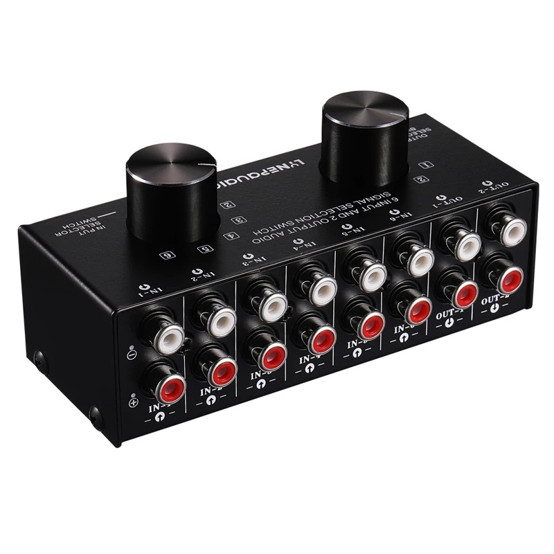 6 Input 2 Output Audio Signal Switcher Power Amplifier Splitter B822 Speaker Switch Distributor Two-way Switching | Электроника