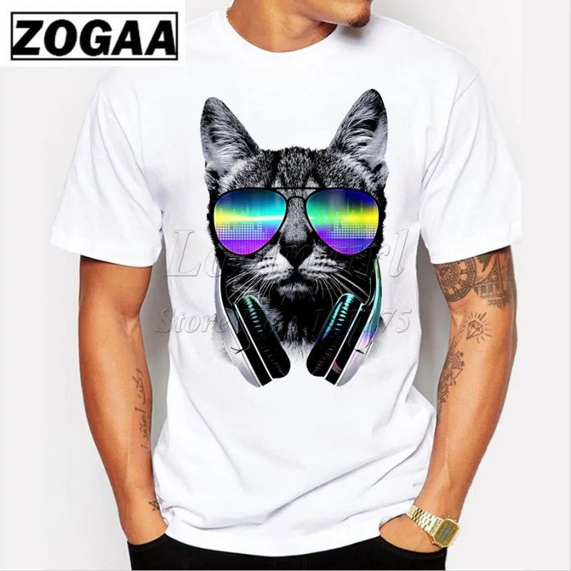 Мужская мода лето пляж озорной кот 3D милая футболка мужские с принтом o-образным