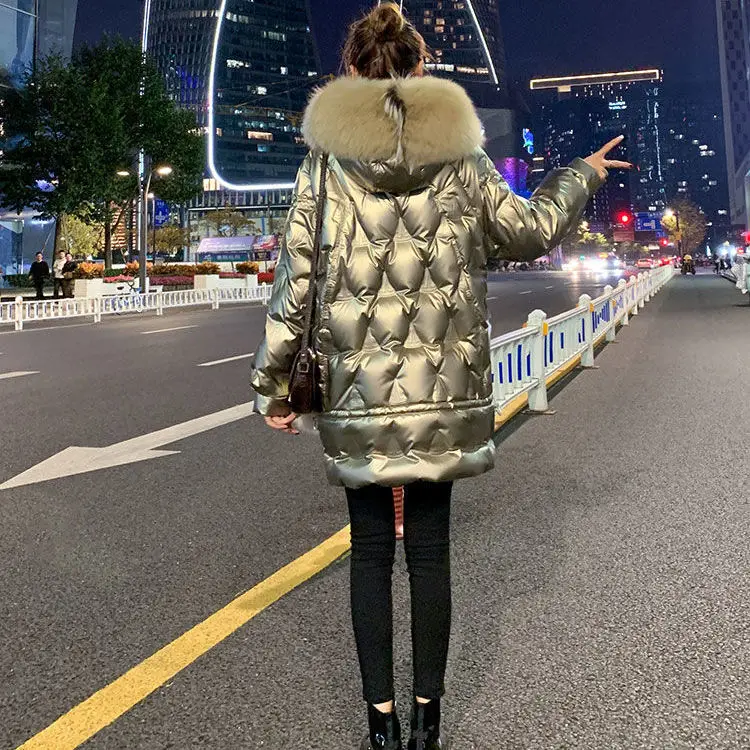 

Bright Down Cotton-padded Jacket Women's New Korean Winter Cotton-padded Jacket with Long Loose Padded Jacket