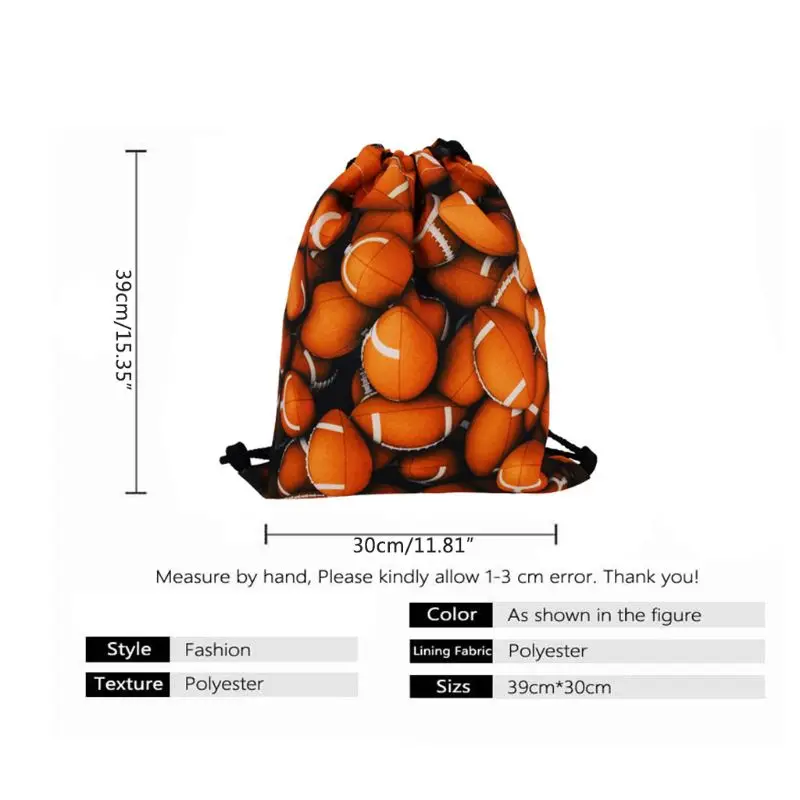 

1PC Rugby Storage Bag Polyester Drawstring Bag Travel Outdoor Sport Gym Backpack