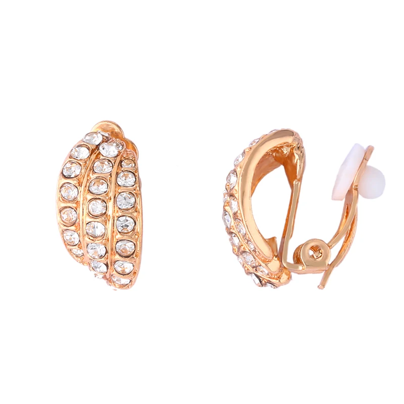 Женские серьги клипсы без пирсинга FLOLA золотистые с кубическим цирконием