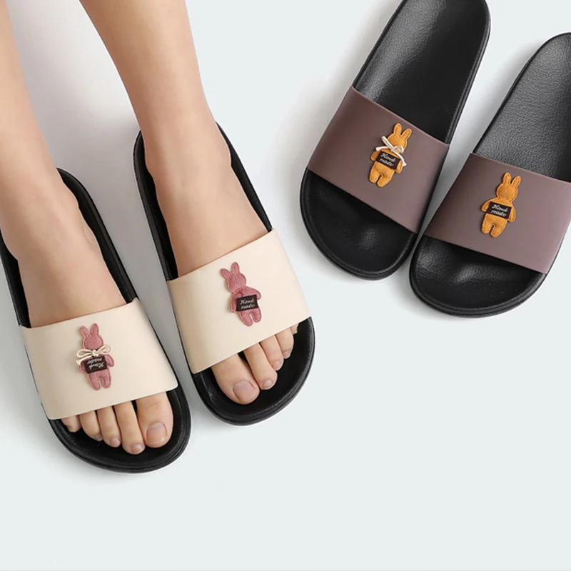 POSEE женские летние тапки с милым медведем Мягкие Шлепанцы домашние уличные