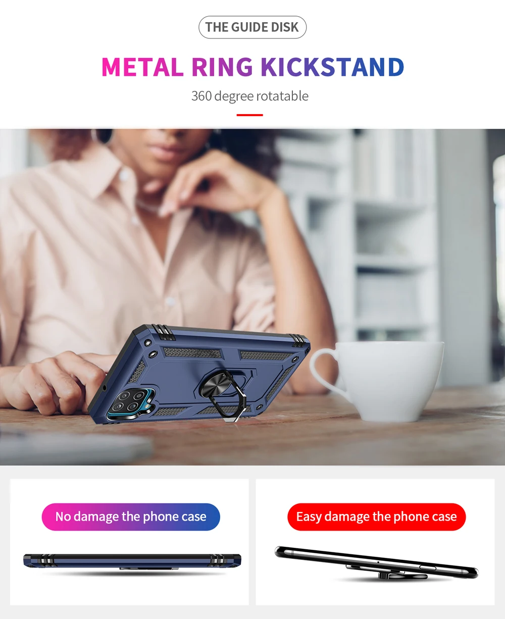 

Armor Shockproof Rugged TPU Bumper Ring Stand Fundas Cover for Samsung GalaxyA12 Galaxy A12 5G 6.5 Inch Case Coque Shell Housing