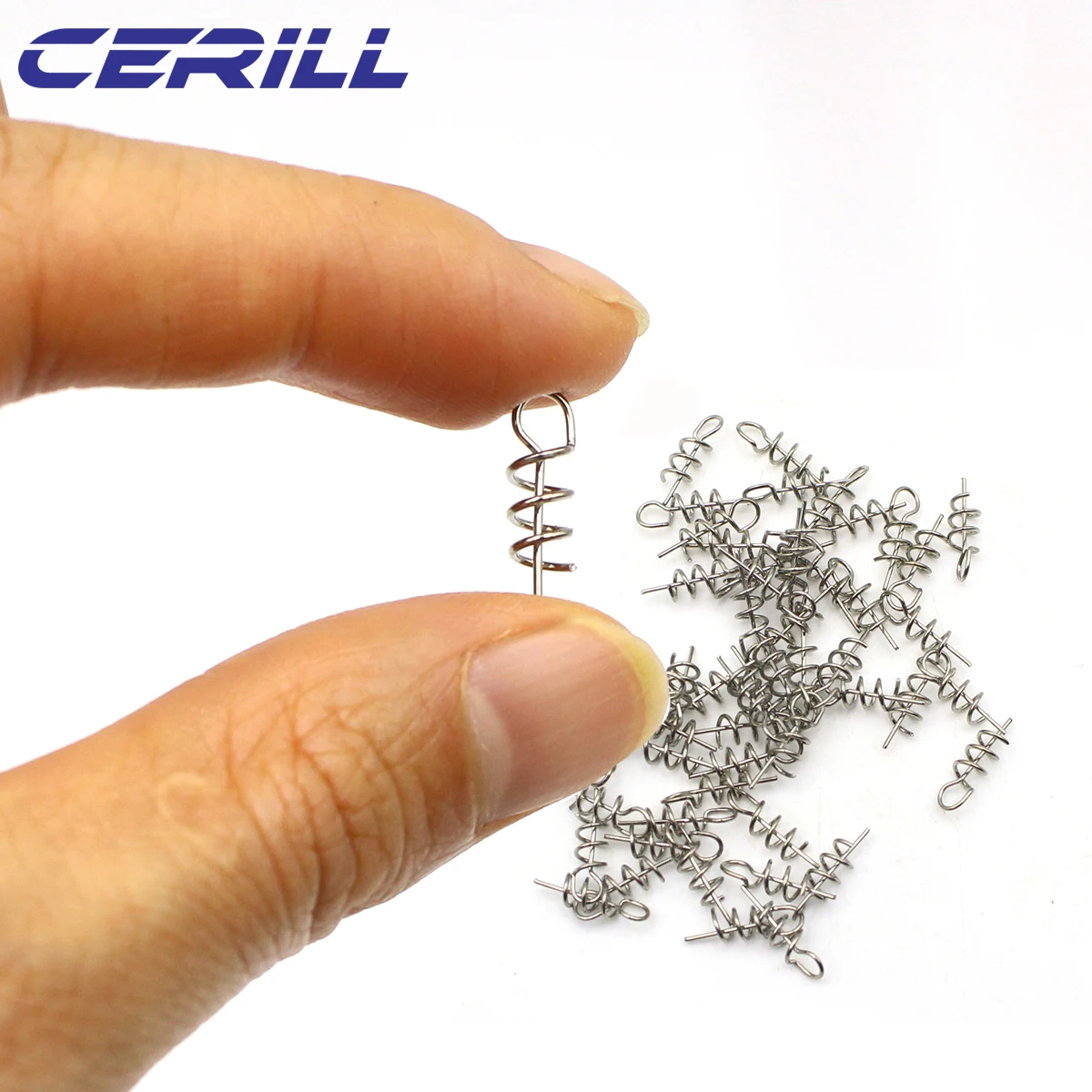 

Cerill 100 шт., пружинный замок, мягкий фоторазъем, булавка из нержавеющей стали, Вертлюг, защелкивающиеся рыболовные аксессуары 1,5 см