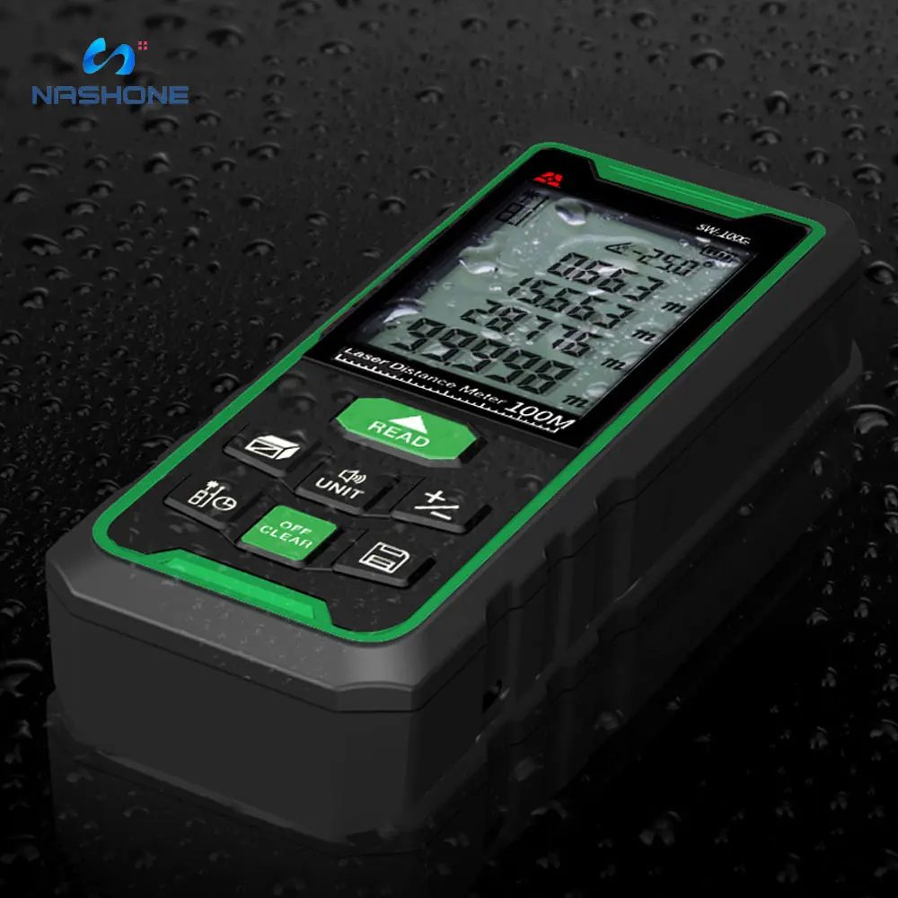 Цифровой лазерный дальномер Nashone Зеленый с электронным уровнем дальность 100 м 70 50
