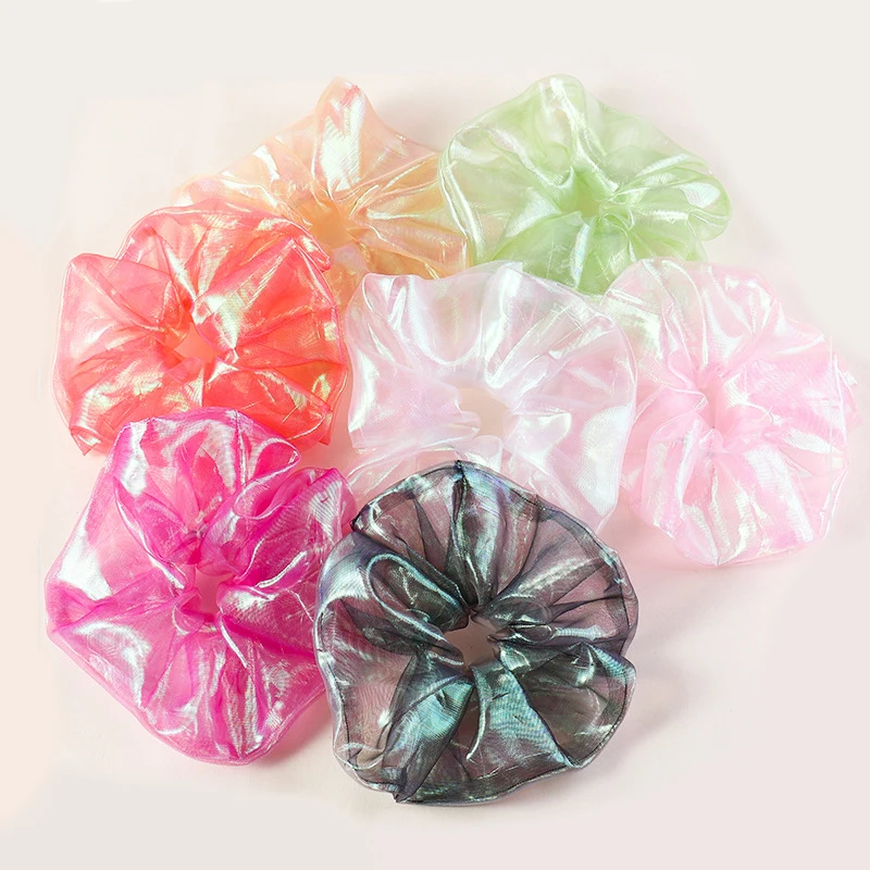 1 шт. блестящая резинка для волос из органзы эластичная блестящий конский хвост