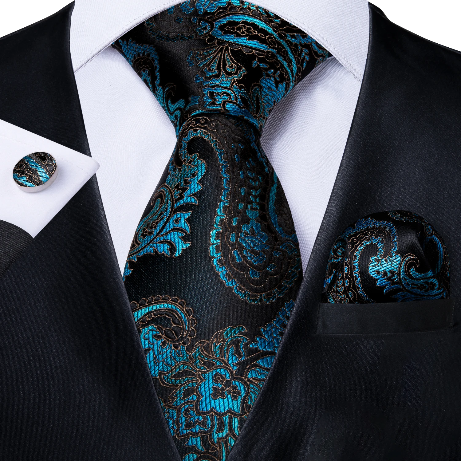 Мужской галстук синий черный Пейсли Шелковый Свадебный для мужчин DiBanGu новый