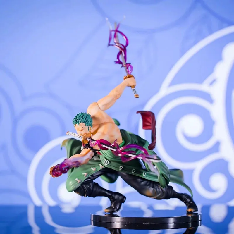 Одна штука 18 см Roronoa Zoro Аниме Фигурка Боевая сцена спецэффекты Roronoa Zoro ПВХ фигурка Коллекция Модель игрушки