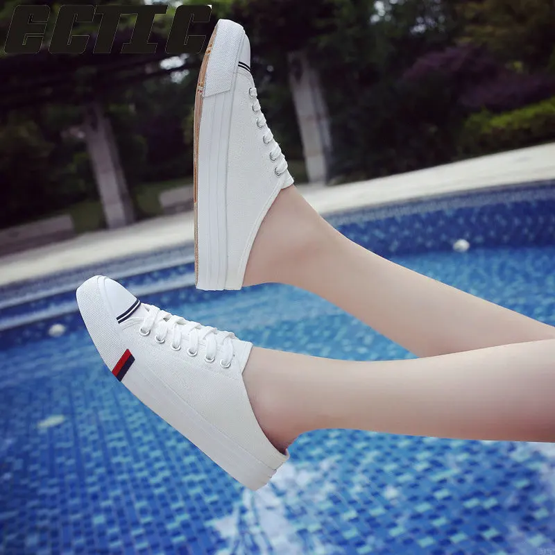 Новинка 2019 летняя женская парусиновая обувь QWEDF на плоской подошве модная