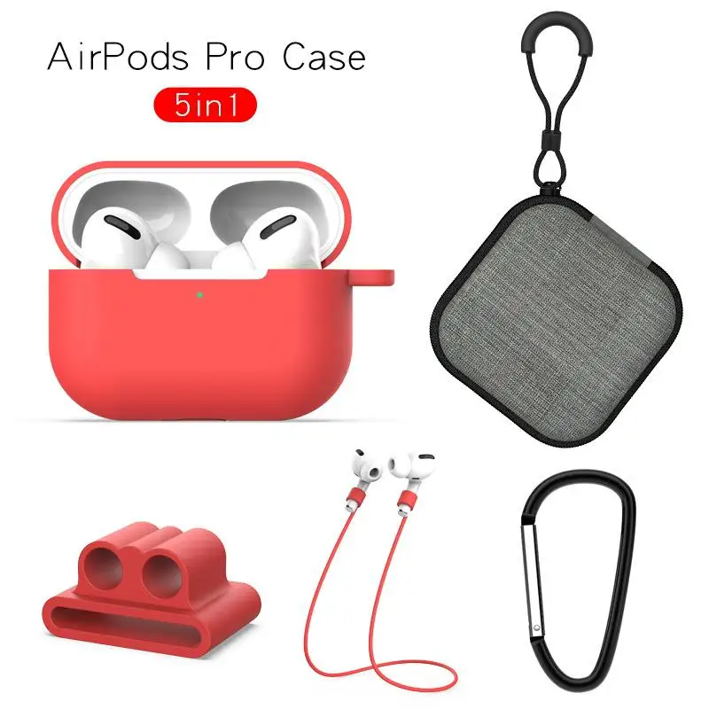 EastVita защитный чехол для наушников AirPods Pro Мягкий силиконовый + карабин ремень