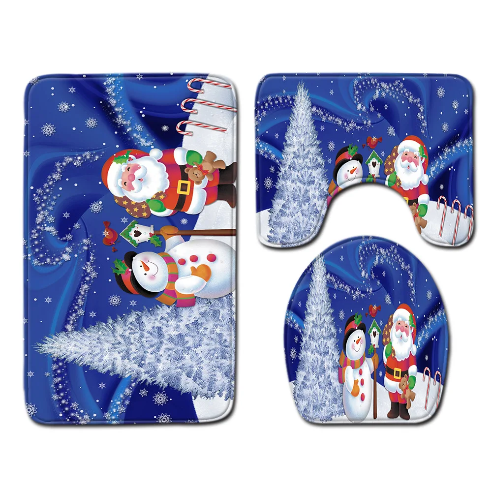 Zeegle Счастливого Рождества коврик набор для Ванная комната украшения 3 шт.