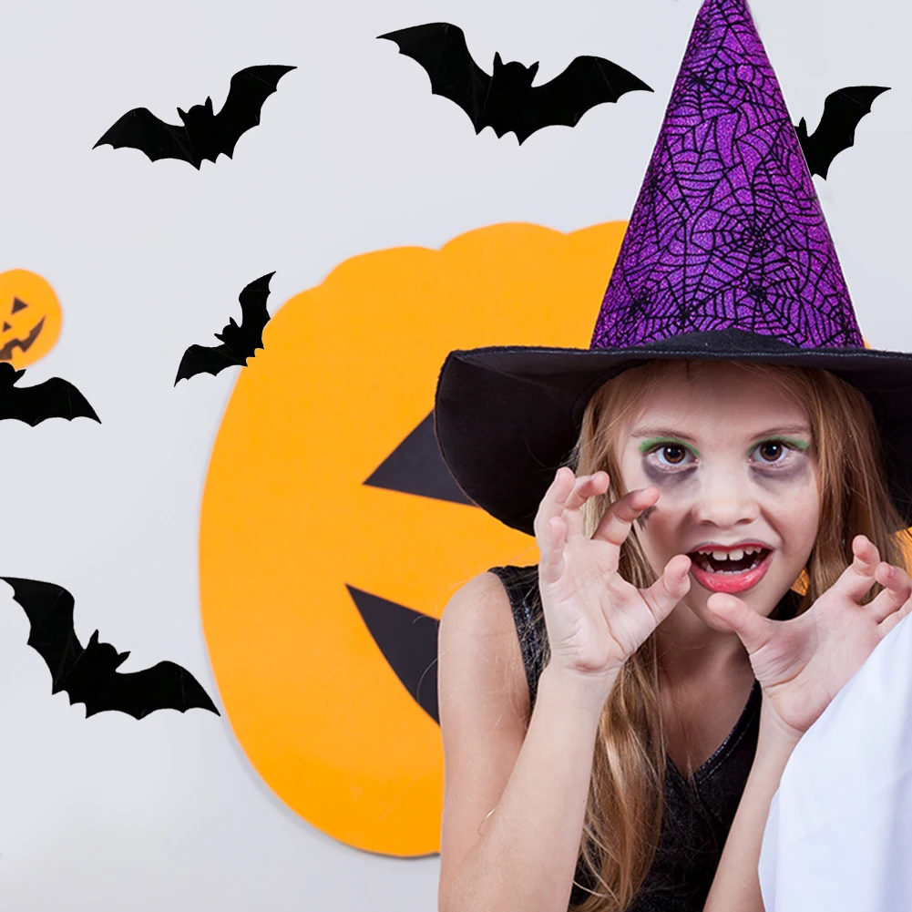 16 шт Хэллоуин украшения 3D летучая мышь настенные наклейки ужасный фон