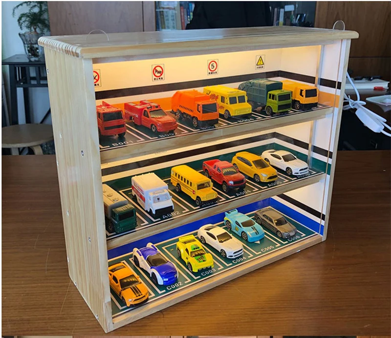 1: 64 1:43 1:32 шкала 2/3 слоев деревянная игрушечная Автостоянка сцены витрина с легкой модели автомобиля подземный ящик для хранения гаража