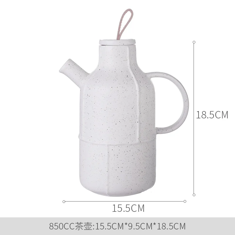 850ml-Kettle-A Simple ceramic teapot cold water bottle retro white set coffee afternoon tea cup mug milk can sugar bowl mx6221104 - Цвет: 850ml-Kettle-A