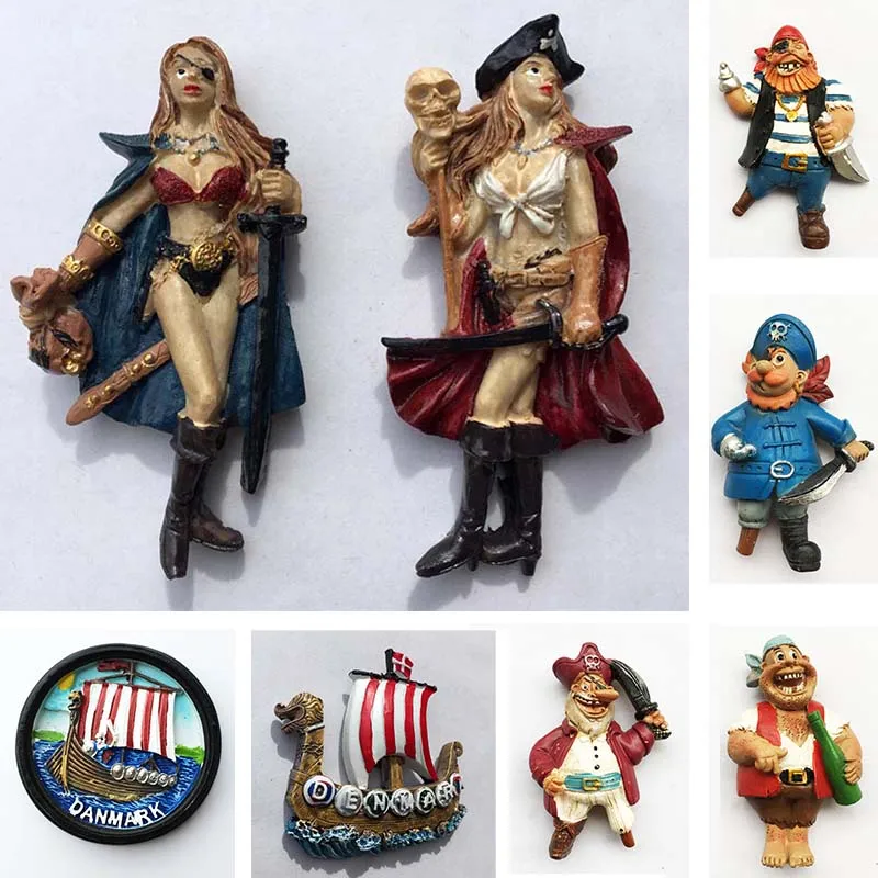 

Northern Denmark Fridge Magnets Tourist Souvenirs The Vikings Danish Pirate Ship Magnetic Refrigerator Stickers Decoration Gifts