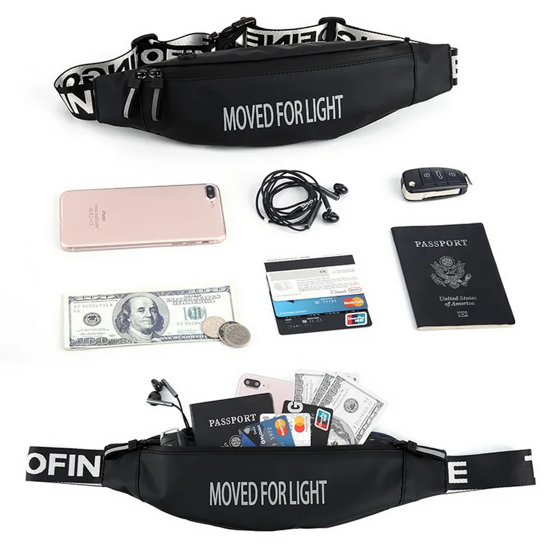 

Men Fanny Pack Fashion Women's Waist Bag Sports Travel Female Banana Bag Phone Money Waist Packs PU Leather Waterproof Belt Bags