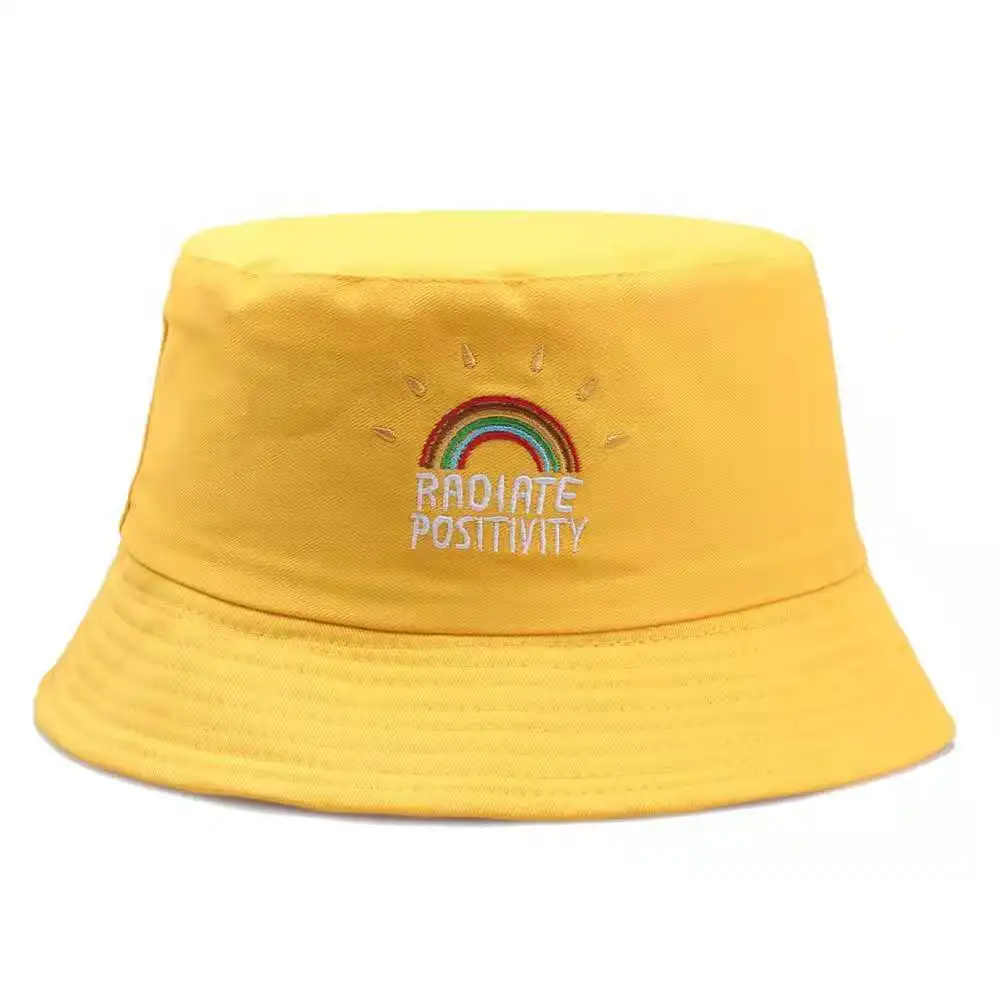 

Fisherman Hats Unisex Foldable Rainbow Panama Bucket Hat Embroidered Women Fashion Beach Sun Hats Bob Chapeau Femme Panama Hats