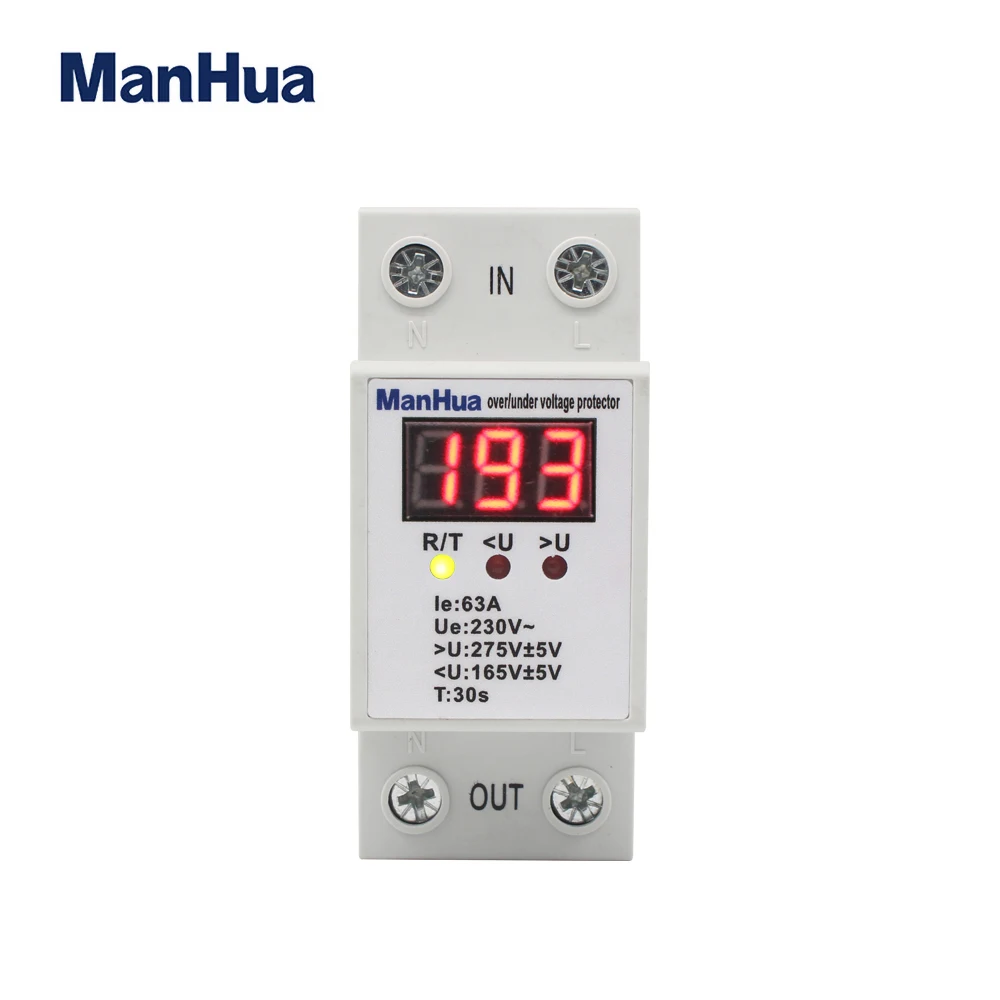 63A 230V сброс lcd цифровой дисплей регулируемый от перенапряжения и под напряжением