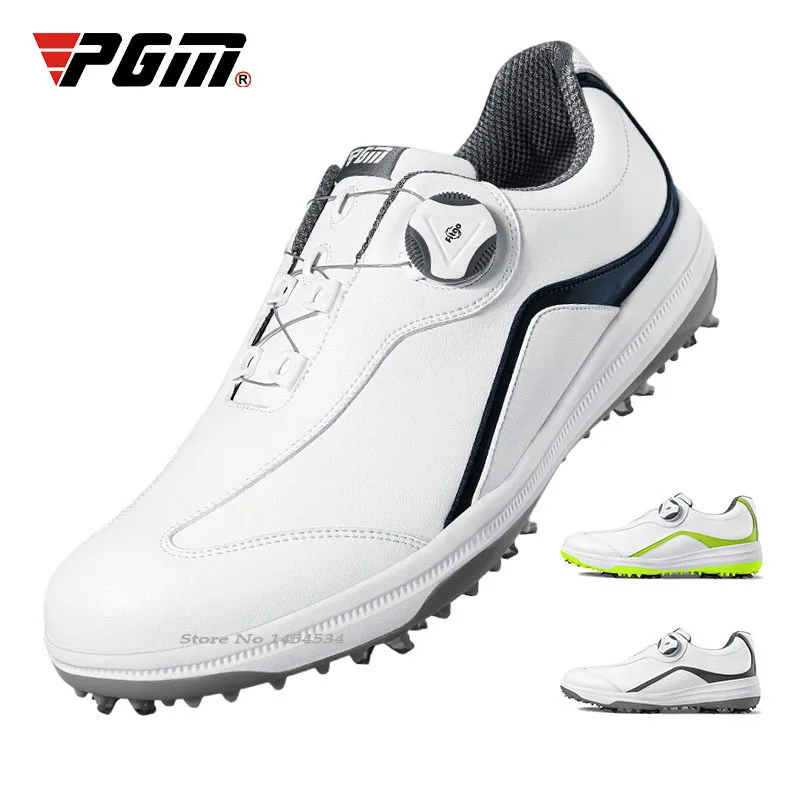 PGM Golf New Sneakers Male Waterproof Shoes Rotating Buckle Shoelace Activities Nail Soles Spikes MaleSports Men's Ball Shoes