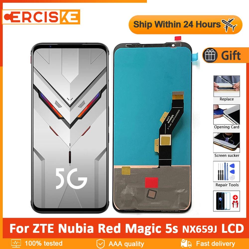 

6,65 "оригинальный Amoled для ZTE Nubia Red Magic 5s, ЖК-дисплей, сенсорный экран, дигитайзер для ZTE Nubia RedMagic 5s NX659J, ЖК-дисплей