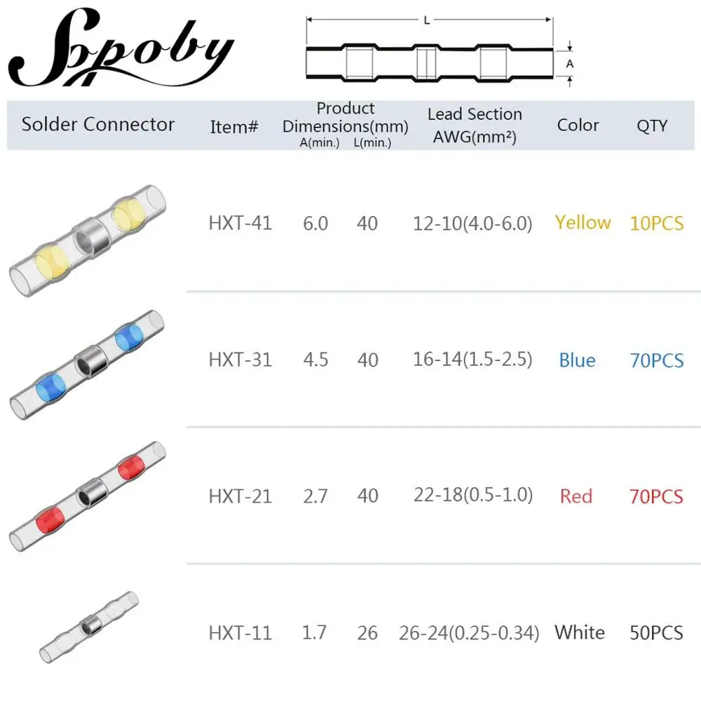 200 шт. термоусадочные стыковые соединители для проводов|Терминалы| |
