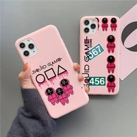 korean hot movies squid game phone case for iphone 13 12 11 pro max mini xs 8 7 6 6s plus x se 2020 xr matte candy pink cover