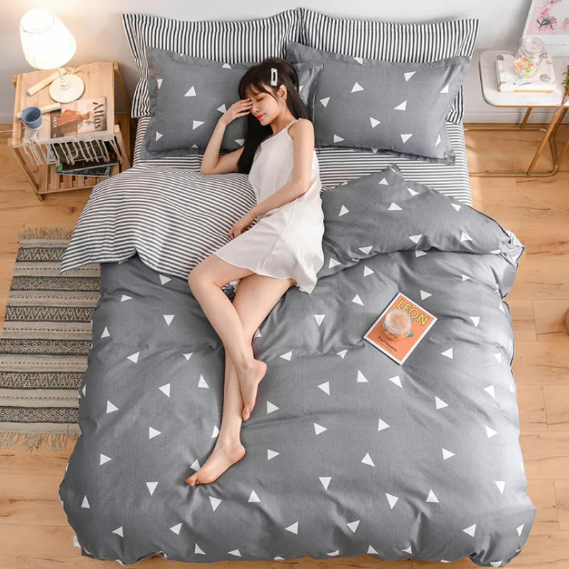 

3PCS/4PCS Home Textiles Bed Plant Cashmere Brushed Cartoon Bedding Sets Bed Linen Quilt Cover Bedding Animal Plant Pattern