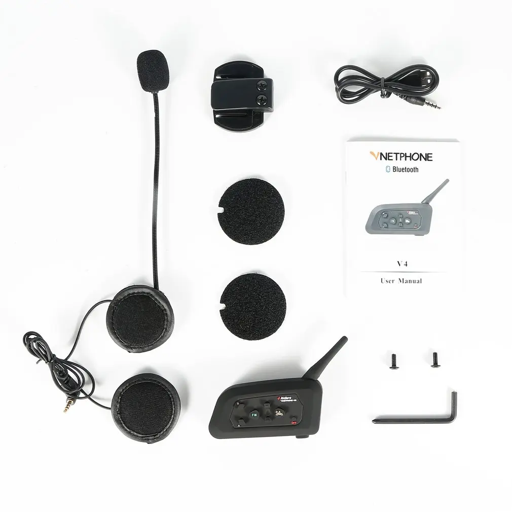Vnetphone V4 BT Interphone 1200 м Moto rcycle переговорное bluetooth-устройство для мотоциклетного шлема