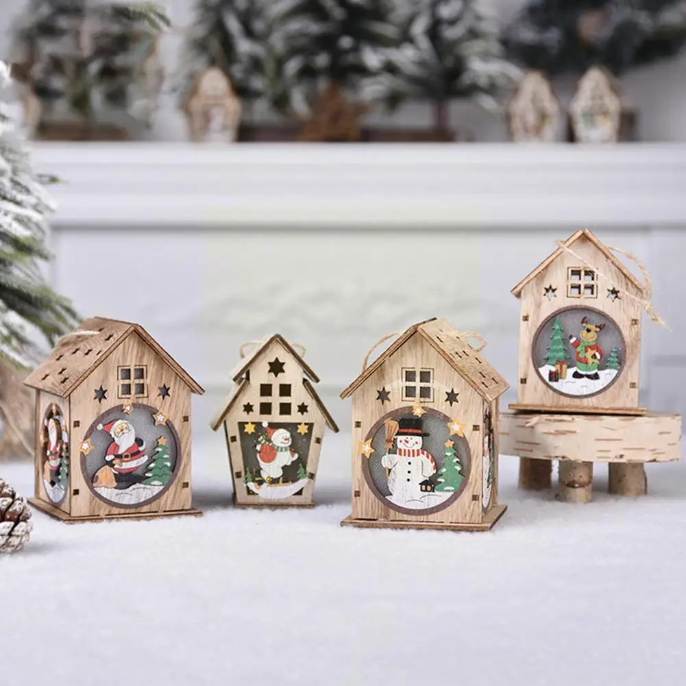 

Рождественские подарки, деревянная Люминесцентная кабина, подарок на рождественскую елку, Подвески ручной работы, окно, «сделай сам», детск...