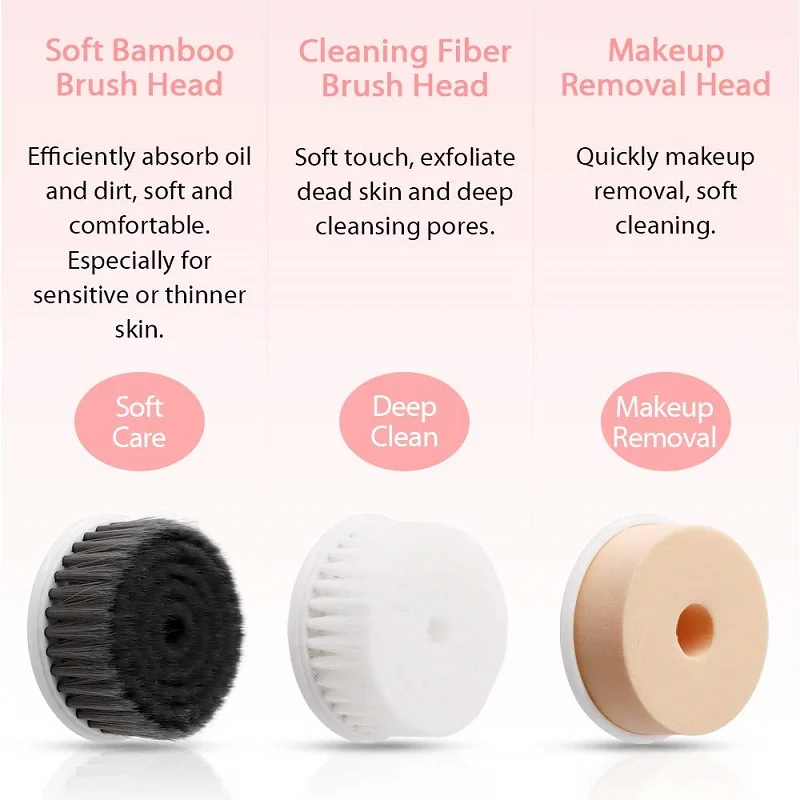 Электрическая перезаряжаемая щетка для чистки лица-2 режима с 3 головками щетки