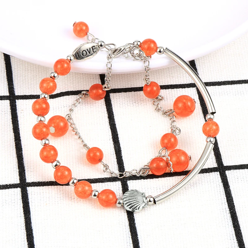 Корейские женские браслеты с натуральным камнем украшенные кристаллами из