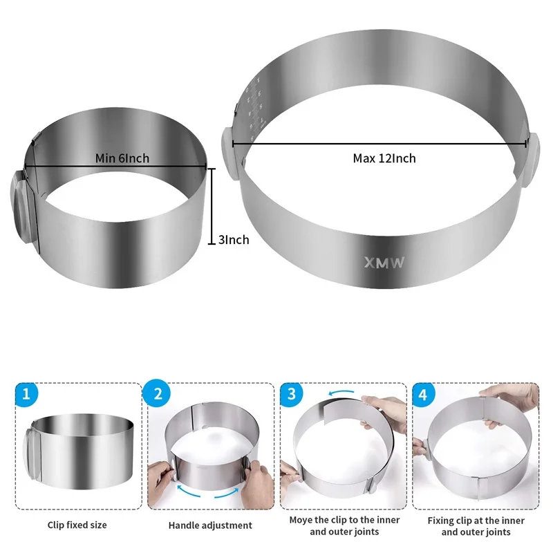 

Stainless Steel Cake Rings Cake Retractable Adjustable Round Mousse Cake mold Milk Bar Mold Cake Baking Tool Mousse Cooking Mold