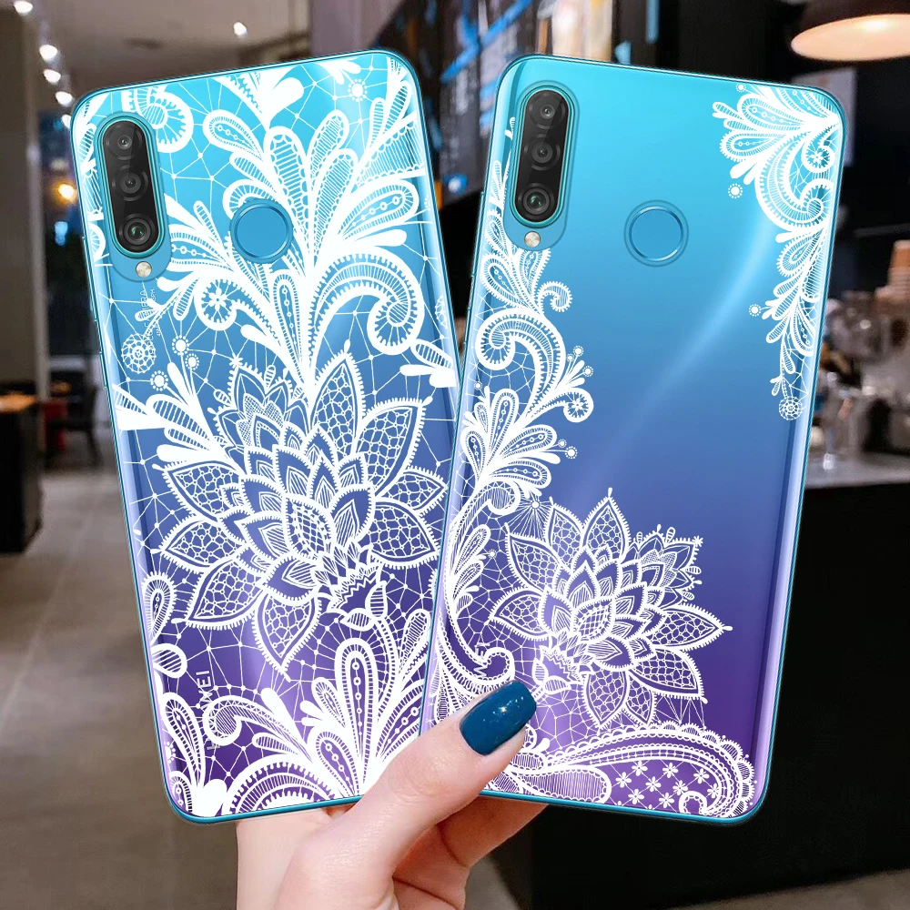 FLYRUI кружевной Цветочный чехол для Huawei P40 Lite E сексуальный цветочный с мандалой P20