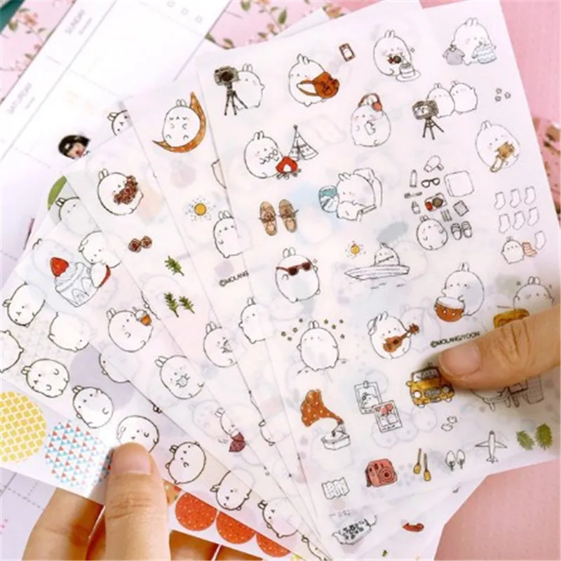 Новое поступление 6 шт./компл. DIY наклейка милый Сезон 3 кролик Molang декоративный