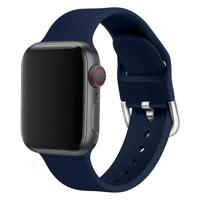 Midnight blue Силиконовый ремешок для наручных часов apple watch группа 44 мм 40 мм apple watch 5 4 ремешок 42 мм, 38 мм, версия наручных часов iwatch серии 5/4/3/2, correa, браслет - Цвет ремешка: Midnight blue